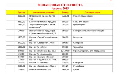 Отчет о работе Благотворительного фонда "Право на жизнь" за апрель 2014 года + объявления
