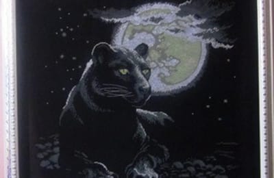 Пантера.Магия ночи .Вышивка полу крестом