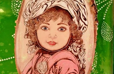 Новая работа. Выжигание на срезе березы.