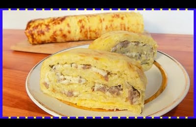 Рулет из кабачков с фаршем и сыром