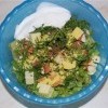 Салат с паниром, миндалем, пророщенным машем и зеленью. Салат с паниром, миндалем, пророщенным машем и зеленью.