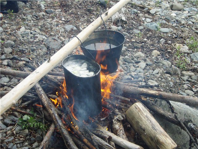 Готовим уху и чай