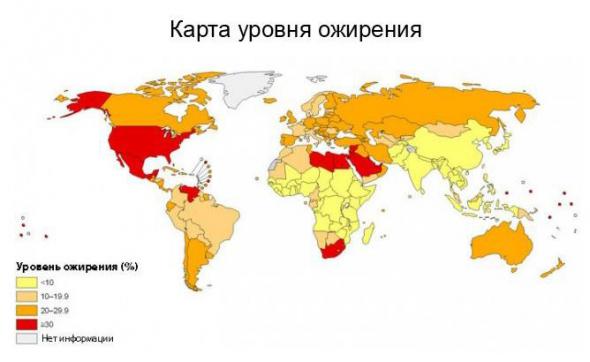 Карта уровня ожирения