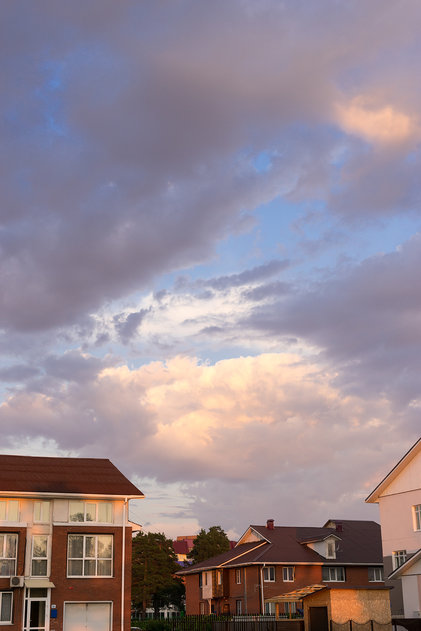 облака, крыши