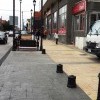серая плитка - место для парковки, желтая плитка - пешеходная зона