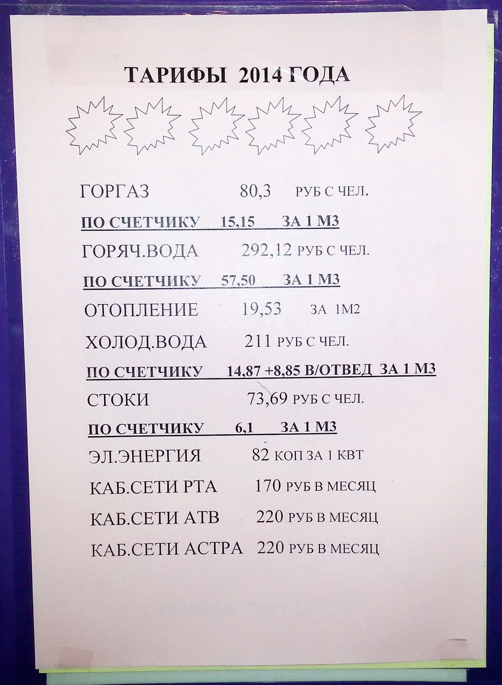 Тарифы ЖКХ 2014))))))