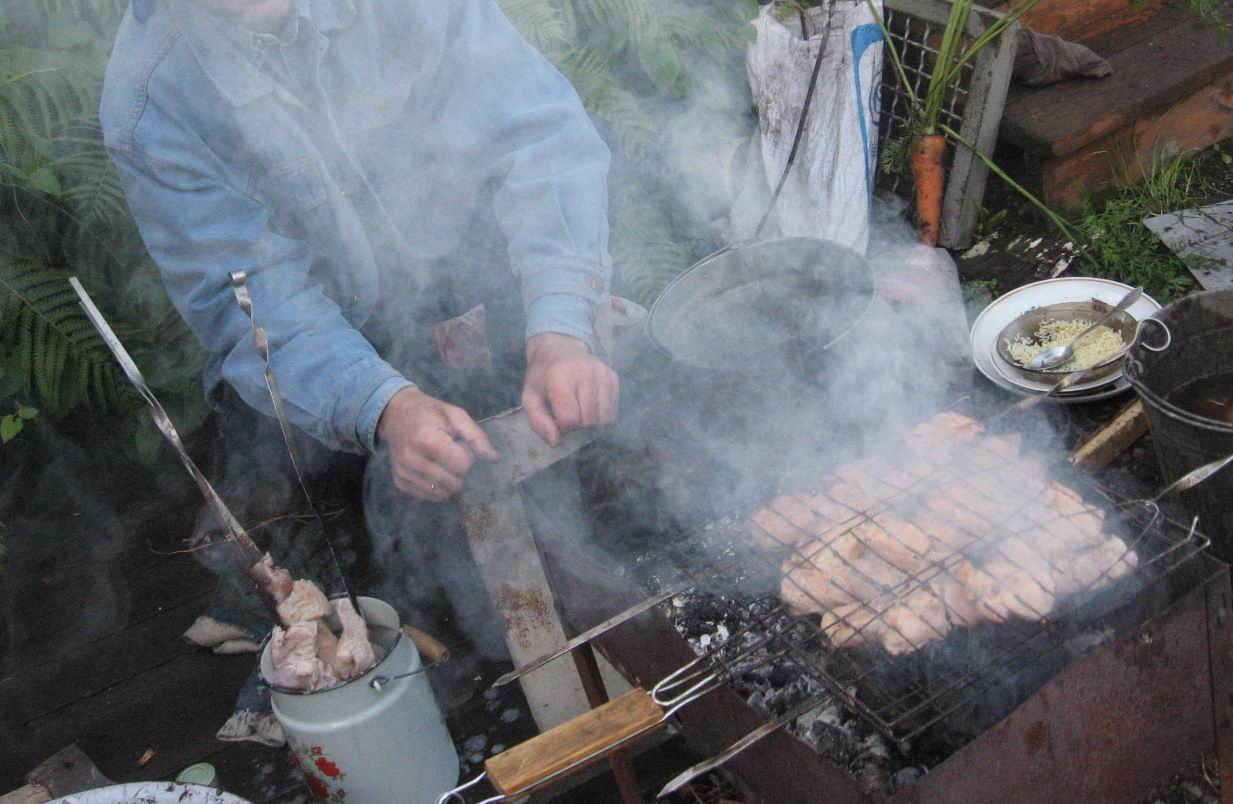 Издеватель, коий готовит шашлык, коим надеицца приманить Рысю