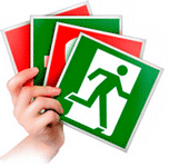 Эвакуационные знаки на пленке самоклеющейся 150х300мм и 200х200мм.