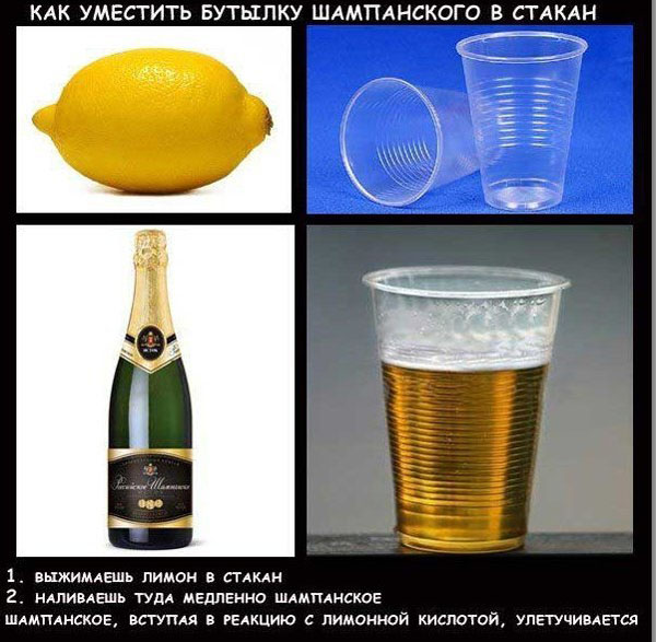 Бутылка шампанского в стакане