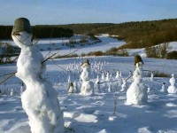 Утро.Понедельник.Снеговики идут на работу.