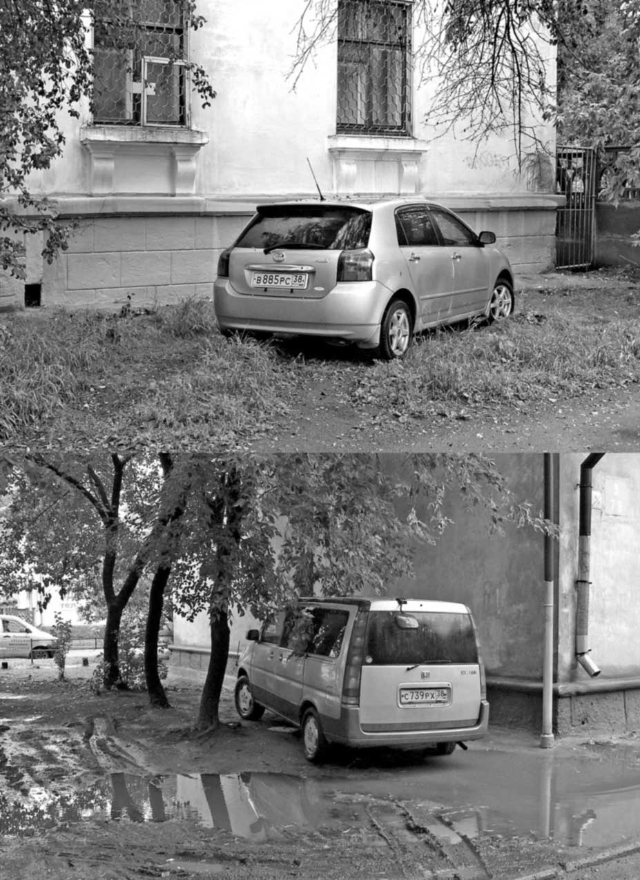 Когда-то здесь были газоны, теперь парковка