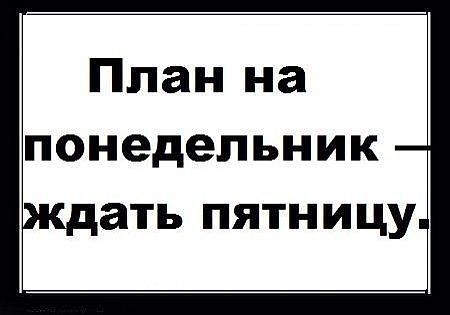 план на понедельник