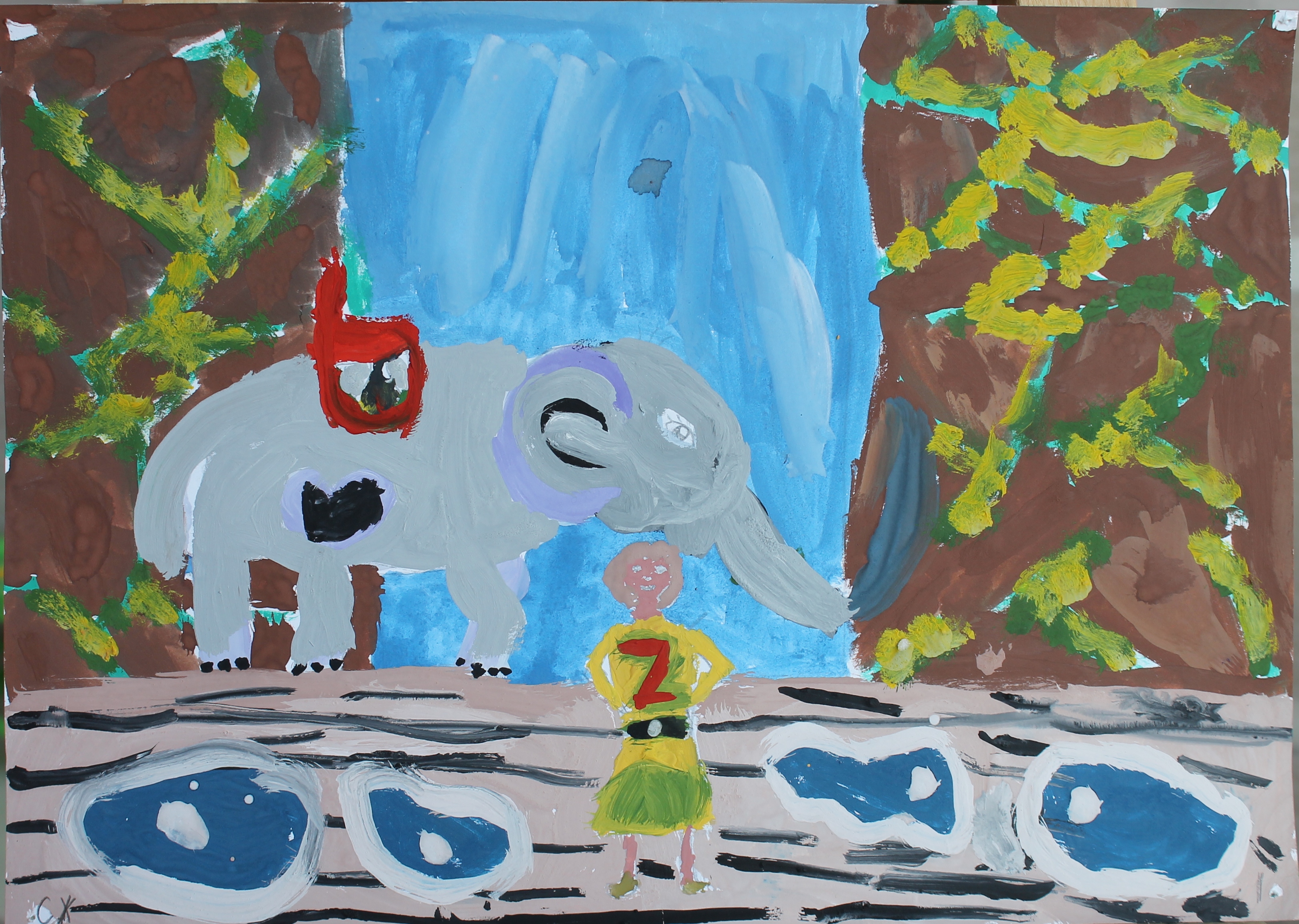 Сиверская Жаннета 10лет. Слон у водопада