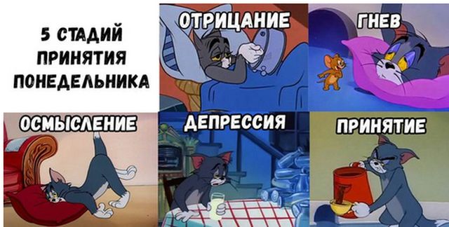 5 стадий принятия понедельника