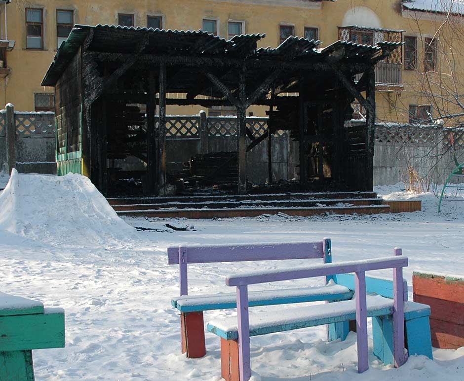 Сгоревшая веранда детского сада