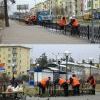 Сотрудники "Водоканала" моют ограждения